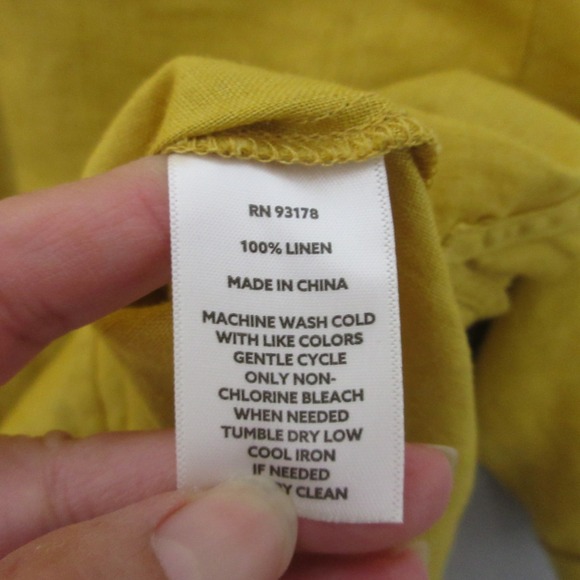 Magaschoni Top XL Mustard Yellow Linen Boxy Button Up Flowy Lagenlook Beach Boho - Picture 4 of 9